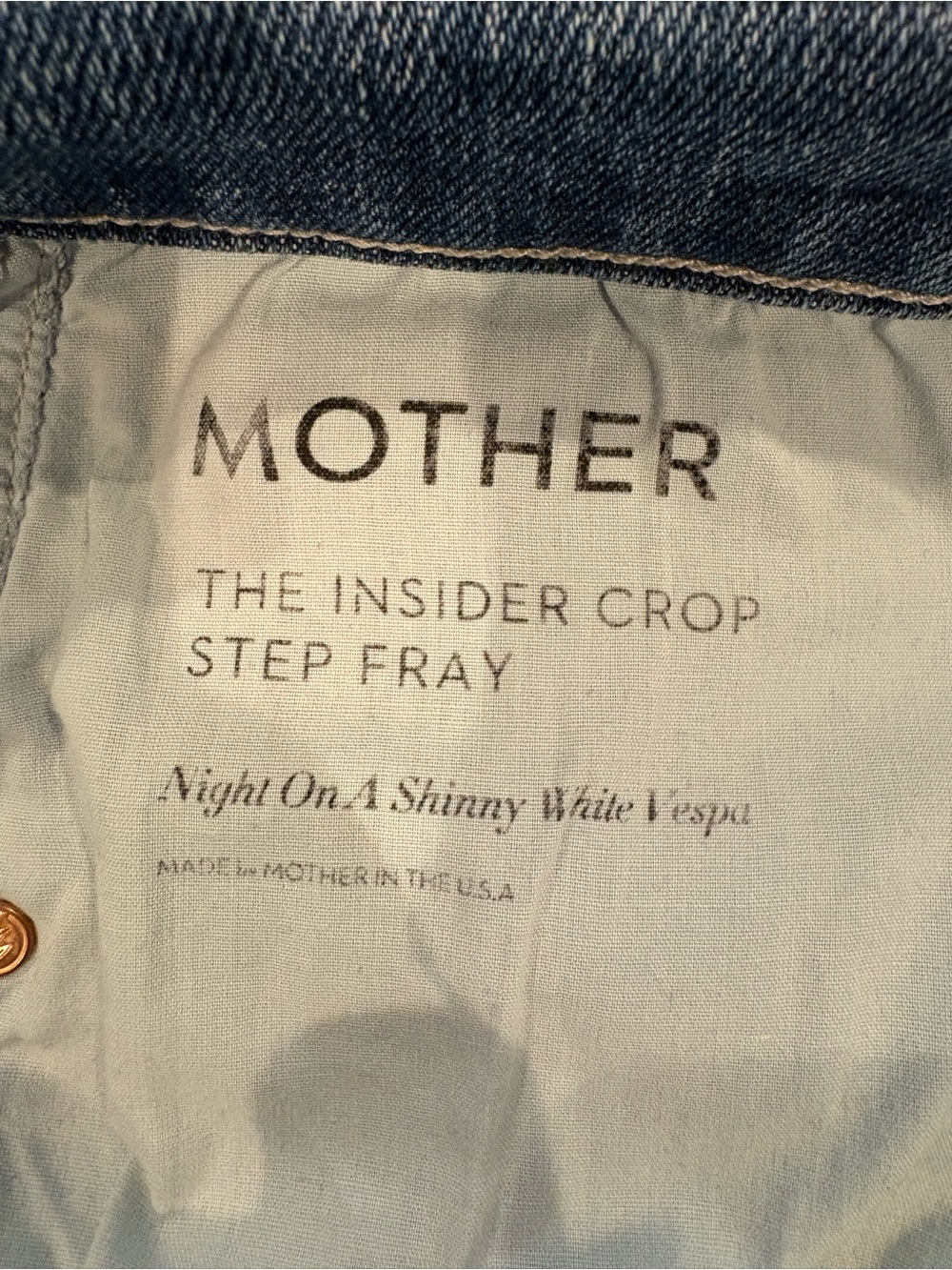 MOTHER Insider Crop Step Fray Jeans in Light Blue Denim